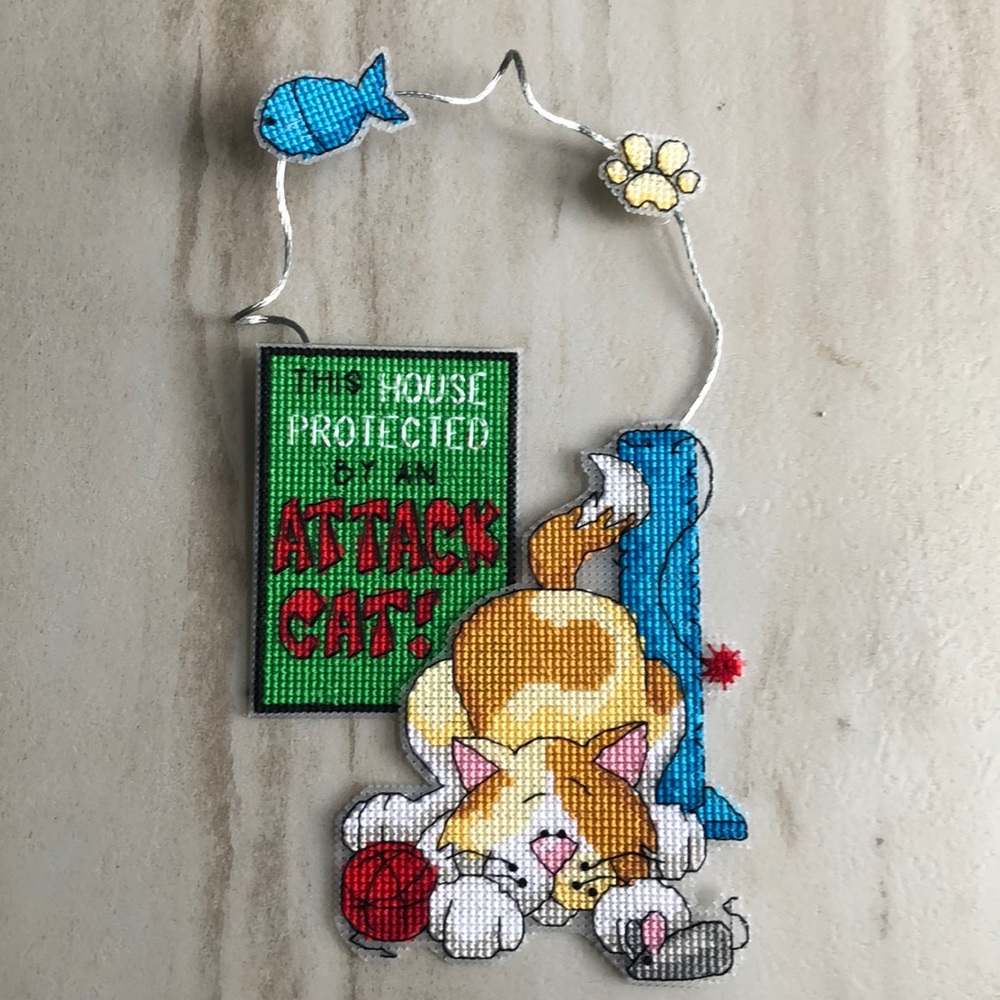 This House Protected by an Attack Cat Cross Stitch